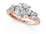 Rose gold Round Cut Three-Stone Diamond Pave Band with Prong Setting_86