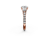 Rose gold Round Cut Three-Stone Diamond Pave Band with Prong Setting_87