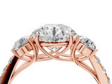 Rose gold Round Cut Three-Stone Diamond Pave Band with Prong Setting_89