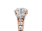 Rose gold Round Cut Three-Stone Diamond Pave Band with Prong Setting_90