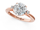 Rose gold Round Cut Three-Stone Solitaire Ring with Round Accent Diamonds and Four-Prong Setting_34