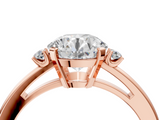 Rose gold Round Cut Three-Stone Solitaire Ring with Round Accent Diamonds and Four-Prong Setting_37
