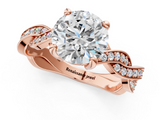 Rose gold Round Cut Twisted Pavé Band Solitaire Ring with Four-Prong Setting_113