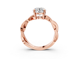 Rose gold Round Cut Twisted Pavé Band Solitaire Ring with Four-Prong Setting_115