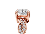 Rose gold Round Cut Twisted Pavé Band Solitaire Ring with Four-Prong Setting_117