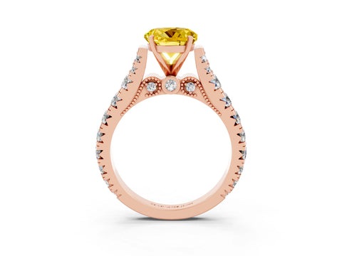 Rose gold Round Cut Yellow Sapphire Classic Solitaire Ring with Pavé Band and Four-Prong Setting_15