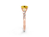 Rose gold Round Cut Yellow Sapphire Cluster Side Stone Solitaire Ring with Prong Setting_71