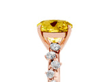 Rose gold Round Cut Yellow Sapphire Cluster Side Stone Solitaire Ring with Prong Setting_74