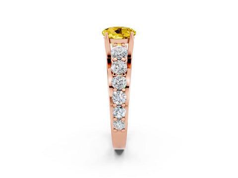 Rose gold Round Cut Yellow Sapphire Engagement Ring with Pavé Band and Four-Prong Setting_2