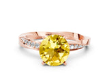 Rose gold Round Cut Yellow Sapphire Engagement Ring with Side Stone Accents and Four-Prong Setting_72