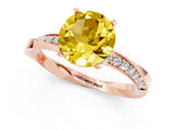 Rose gold Round Cut Yellow Sapphire Engagement Ring with Side Stone Accents and Four-Prong Setting_73