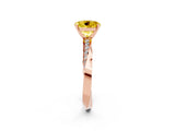 Rose gold Round Cut Yellow Sapphire Engagement Ring with Side Stone Accents and Four-Prong Setting_74