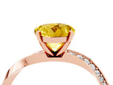 Rose gold Round Cut Yellow Sapphire Engagement Ring with Side Stone Accents and Four-Prong Setting_76