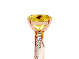 Rose gold Round Cut Yellow Sapphire Engagement Ring with Side Stone Accents and Four-Prong Setting_77