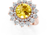 Rose gold Round Cut Yellow Sapphire Floral Double Halo Engagement Ring with Prong Setting_77