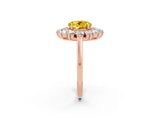 Rose gold Round Cut Yellow Sapphire Floral Double Halo Engagement Ring with Prong Setting_78