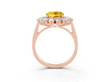 Rose gold Round Cut Yellow Sapphire Floral Double Halo Engagement Ring with Prong Setting_79