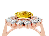 Rose gold Round Cut Yellow Sapphire Floral Double Halo Engagement Ring with Prong Setting_80
