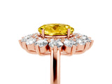 Rose gold Round Cut Yellow Sapphire Floral Double Halo Engagement Ring with Prong Setting_81