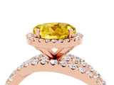 Rose gold Round Cut Yellow Sapphire Halo Ring with Round Split Shank and Prong Setting_52
