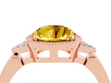 Rose gold Round Cut Yellow Sapphire Halo Ring with Tapered Band and Four-Prong Setting_4