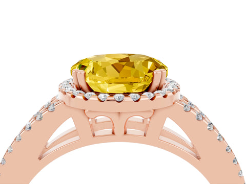Rose gold Round Cut Yellow Sapphire Halo Split Shank Engagement Ring_16