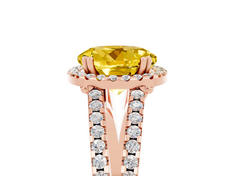 Rose gold Round Cut Yellow Sapphire Halo Split Shank Engagement Ring_17