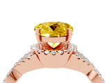 Rose gold Round Cut Yellow Sapphire  Halo Twist Band Solitaire Prong Setting Ring_40