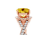Rose gold Round Cut Yellow Sapphire  Halo Twist Band Solitaire Prong Setting Ring_41