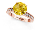 Rose gold Round Cut Yellow Sapphire Milgrain Pavé Engagement Ring with Four-Prong Setting_25