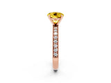 Rose gold Round Cut Yellow Sapphire Milgrain Pavé Engagement Ring with Four-Prong Setting_26
