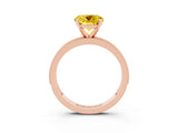 Rose gold Round Cut Yellow Sapphire Milgrain Pavé Engagement Ring with Four-Prong Setting_27