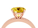 Rose gold Round Cut Yellow Sapphire Milgrain Pavé Engagement Ring with Four-Prong Setting_28