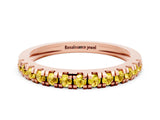 Rose gold Round Cut Yellow Sapphire Pavé Set Thin Band