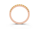 Rose gold Round Cut Yellow Sapphire Pavé Set Thin Band_3