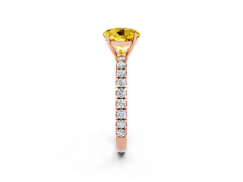 Rose gold Round Cut Yellow Sapphire Pavé Solitaire Engagement Ring with Four-Prong Setting_14