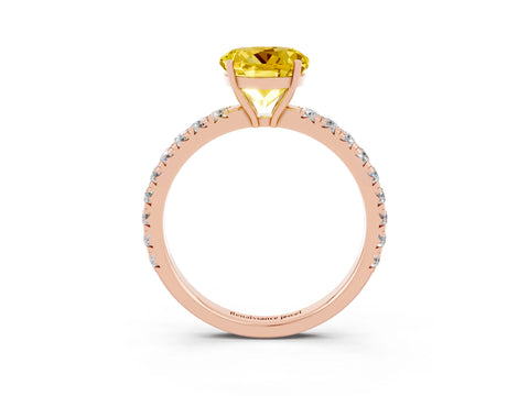 Rose gold Round Cut Yellow Sapphire Pavé Solitaire Engagement Ring with Four-Prong Setting_15