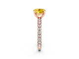Rose gold Round Cut Yellow Sapphire Pavé Solitaire Ring with Round Band and Prong Setting_14
