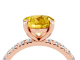 Rose gold Round Cut Yellow Sapphire Pavé Solitaire Ring with Round Band and Prong Setting_16