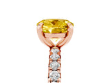 Rose gold Round Cut Yellow Sapphire Pavé Solitaire Ring with Round Band and Prong Setting_17
