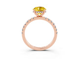 Rose gold Round Cut Yellow Sapphire Pave Band Solitaire Ring with Four-Prong Setting_63