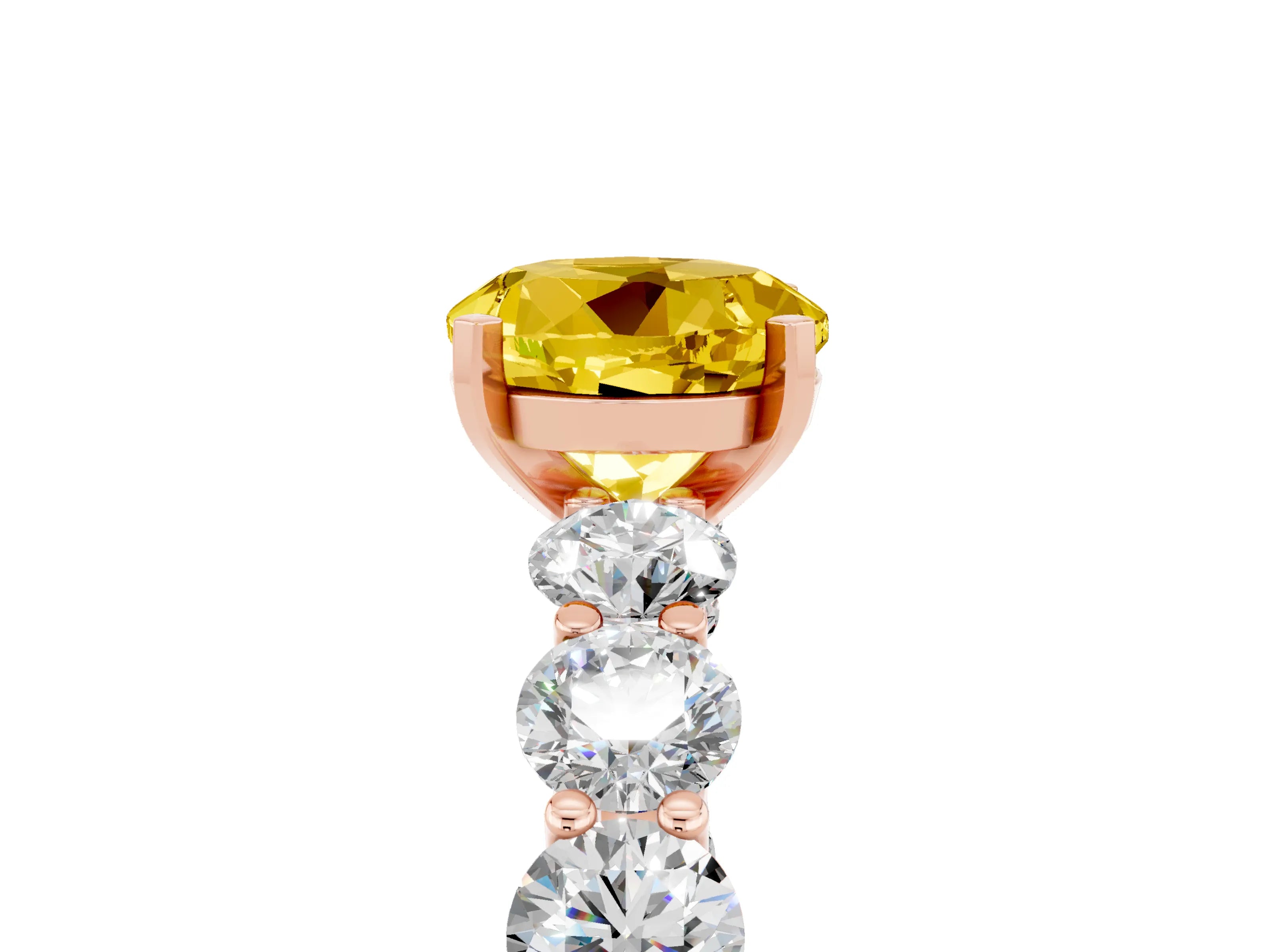 Rose gold Round Cut Yellow Sapphire Prong Setting with Side Stones on a Pave Band_29