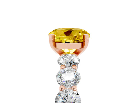 Rose gold Round Cut Yellow Sapphire Prong Setting with Side Stones on a Pave Band_29