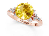 Rose gold Round Cut Yellow Sapphire Ring with Side Stones and Four-Prong Setting_61