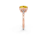 Rose gold Round Cut Yellow Sapphire Ring with Side Stones and Four-Prong Setting_62