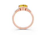 Rose gold Round Cut Yellow Sapphire Ring with Side Stones and Four-Prong Setting_63