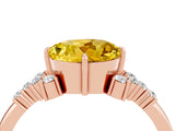 Rose gold Round Cut Yellow Sapphire Ring with Side Stones and Four-Prong Setting_64
