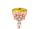 Rose gold Round Cut Yellow Sapphire Ring with Side Stones and Four-Prong Setting_65