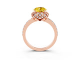 Rose gold Round Cut Yellow Sapphire Scalloped Halo Engagement Ring with Round Shared Prong Band_27