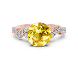 Rose gold Round Cut Yellow Sapphire Scattered Round Accent Ring with Prong Setting_12